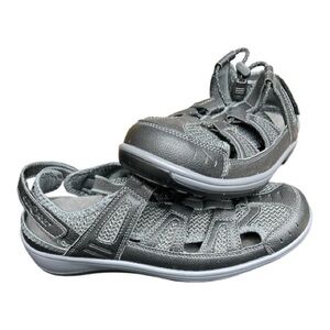 Orthofeet Women’s Black Comfort Heel Velcro Strapped Sandals Size 9 1/2